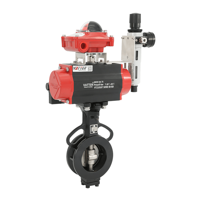 Valvola a farfalla pneumatica doppia eccentrica