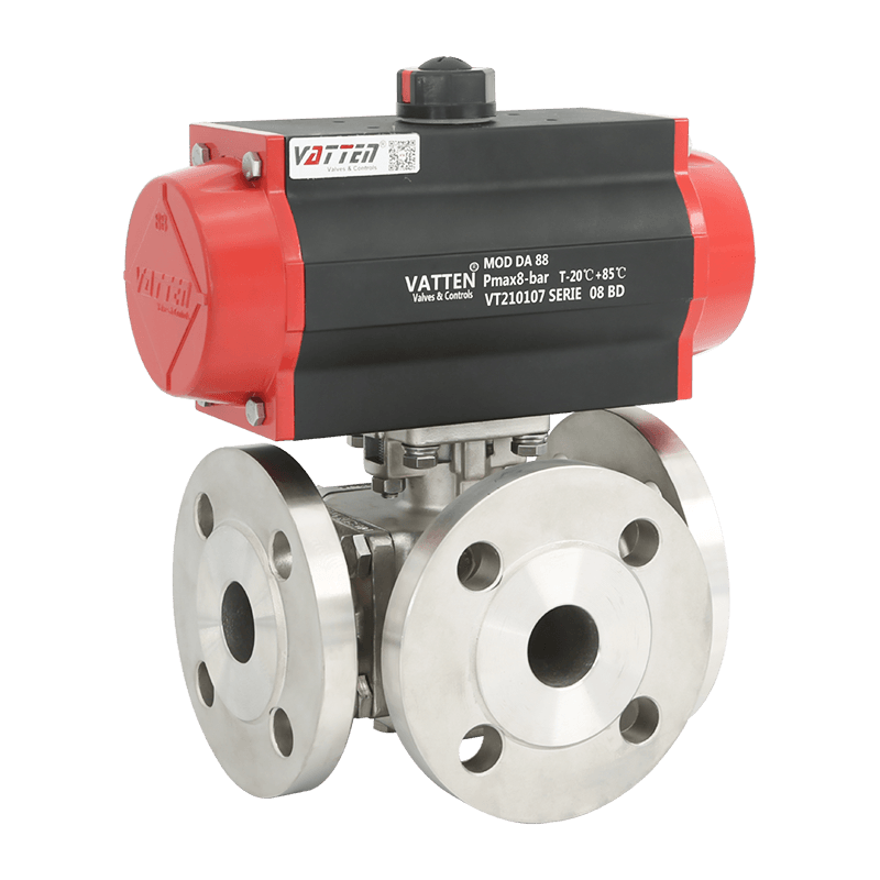 Valvola a sfera pneumatica a tre vie